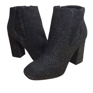 Marc Fisher Gemi Silver Black Block Heel Bootie
